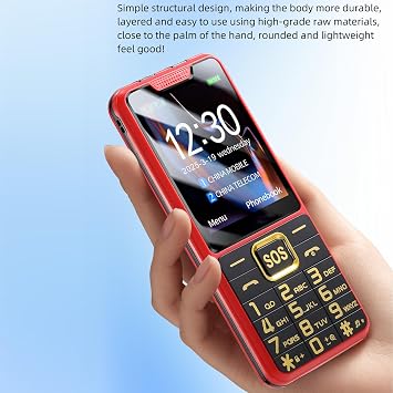4G Senior Phone, Big Cell Phone with SOS Emergency Feature Loud Voice Announcement Flashlight for Elderly Adults ABS 2.6 Inch