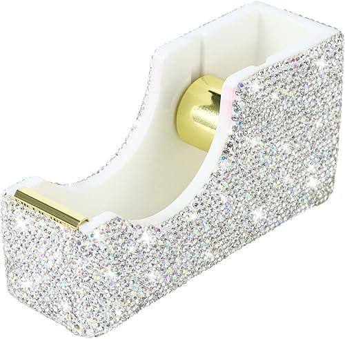 Miniatura 8 de Dispensador de cinta de escritorio acrílico transparente plateado antideslizante para suministros de escritorio, oficina, hogar y escuela