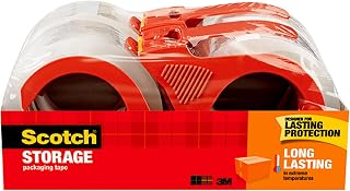 Scotch Long Lasting Storage Packaging Tape, 1.88 x 38.2 yd, Designed for Storage and Packing, Stays Sealed in Weather Extremes, 3" Core, Clear, 4 Dispensered Rolls (3650S-4RD)