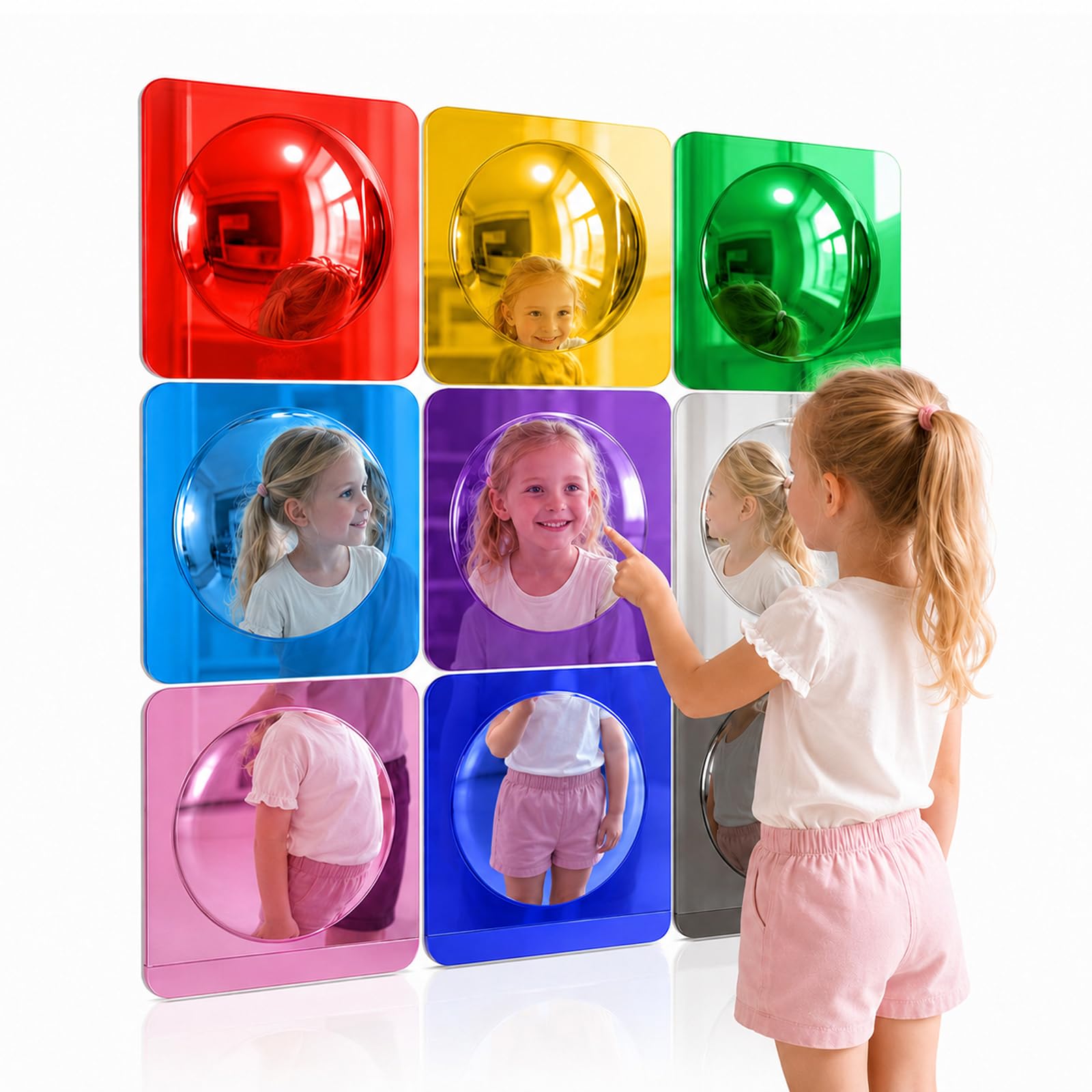 Mvellir 9 Pcs Sensory Wall Panel, 10ร10 inch Bubble Convex Acrylic Mirror Sensory Toys for Autism Sensory Room, Equipment Autism Sensory Equipment for Calming Corner Sensory Room Setup