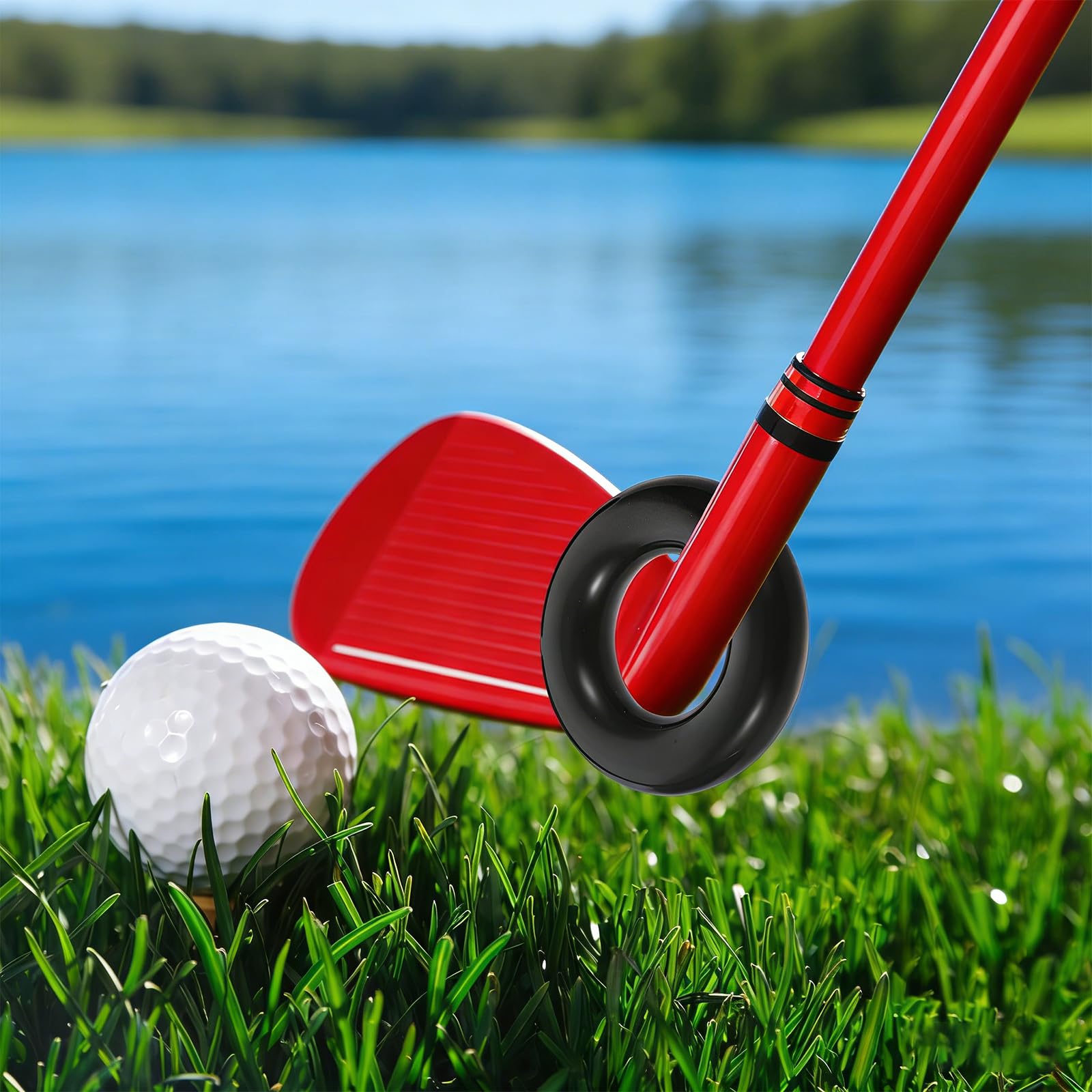 GANAZONO 5 Anillos de Práctica de Golf Negros, Pesas para Palo de Entrenamiento de Swing, Accesorios Ponderados para Golf, Ayuda para Entrenamiento de Swing, Equipo de Práctica