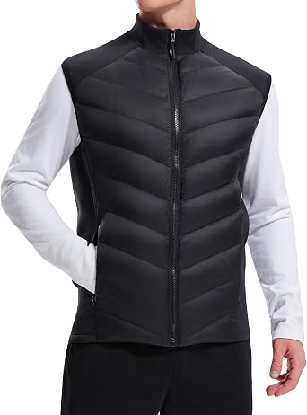 AFZ Mens Lightweight Puffer Vest 800FP Winter Down Vest Sleeveless Quilted Water Resistant Running Jacket with Pockets