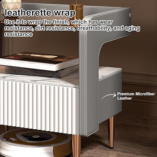 Miniatura 5 de FQMYLTYN Moderna mesita de noche de madera maciza con cajón, mesa de noche de madera de primera calidad, mesa auxiliar, Mesita de Noche para