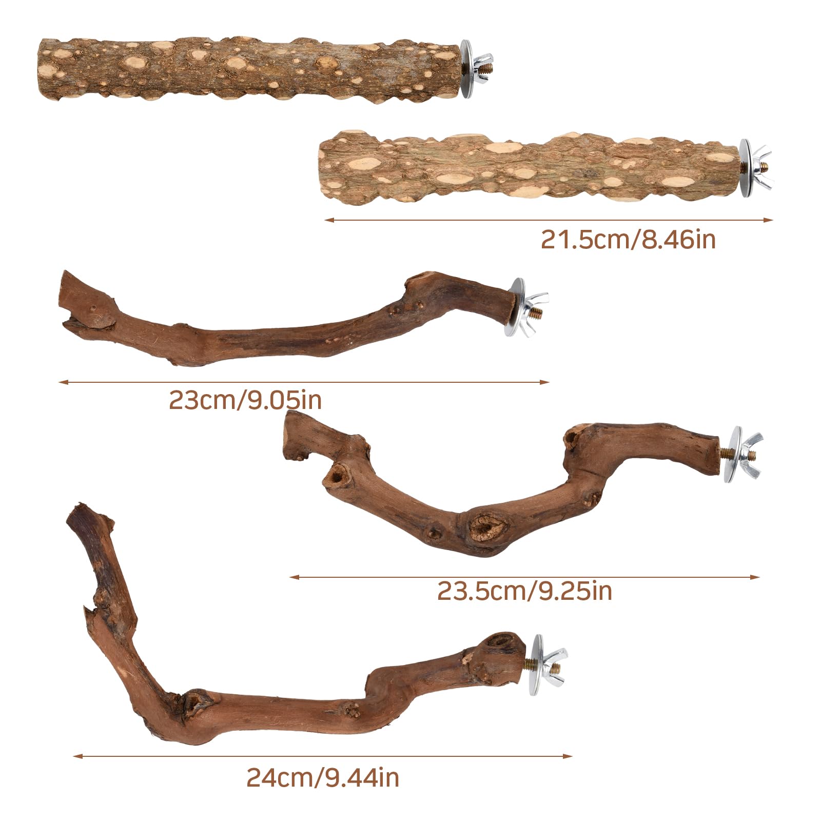 Pack of 5 Natural Wood Bird Perches, Natural Perches Set for Birds, Bird Made of Natural Wood, Perches for Bird Cages, T-Shape Natural Perches for Birds, Wood, for Cockatiel Canary - Image 2