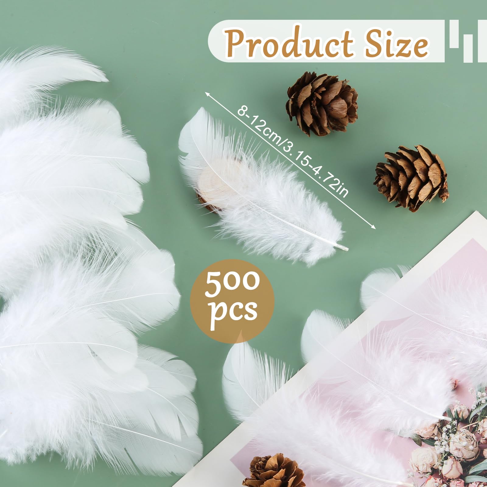Lot De 300 Plumes Décoratives Blanches – Tailles 3,9 à 8,3 Cm – Plumes Naturelles Désinfectées Pour DIY, Mariages, Décoration