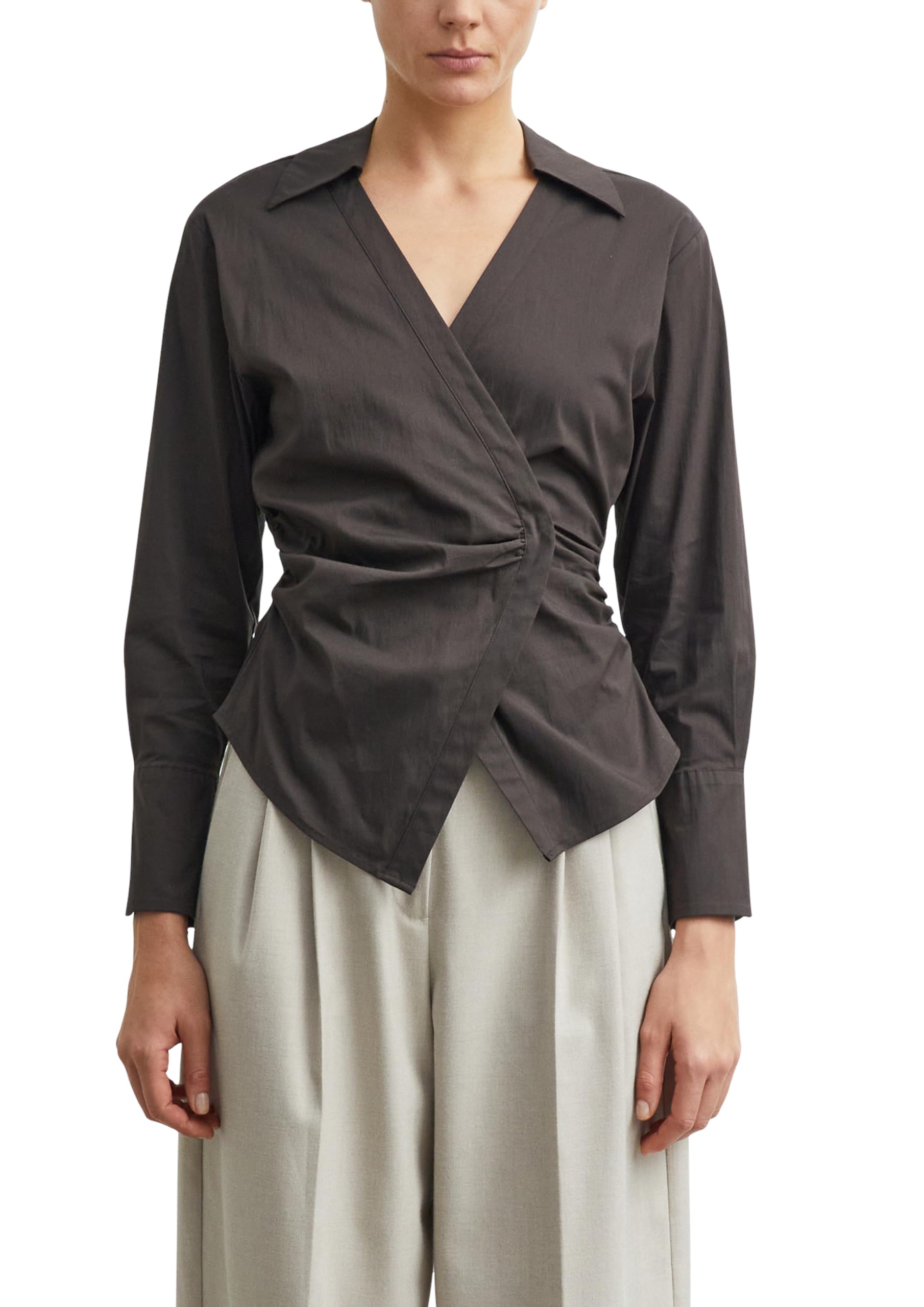 COMMA Wickelbluse aus Baumwollpopeline