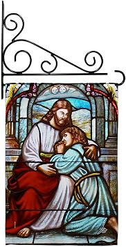 Virgin Mary Blue Garden Flag Set Wall Holder Religious Faith Hope Grace Peace Dove Christian Religion Easter Small Decorative Gift Yard House Banner Double-Sided Made In USA 13 X 18.5