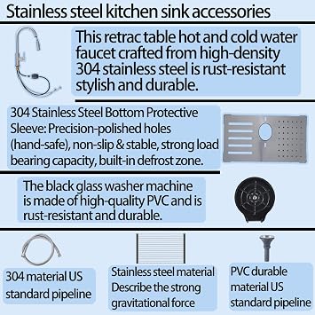 60x45x20cm Matte Black Drop in Single Bowl Sink, 16 Gauge Stainless Steel, 2-Hole Top Mount with Pull Out Tap & Complete Accessories
