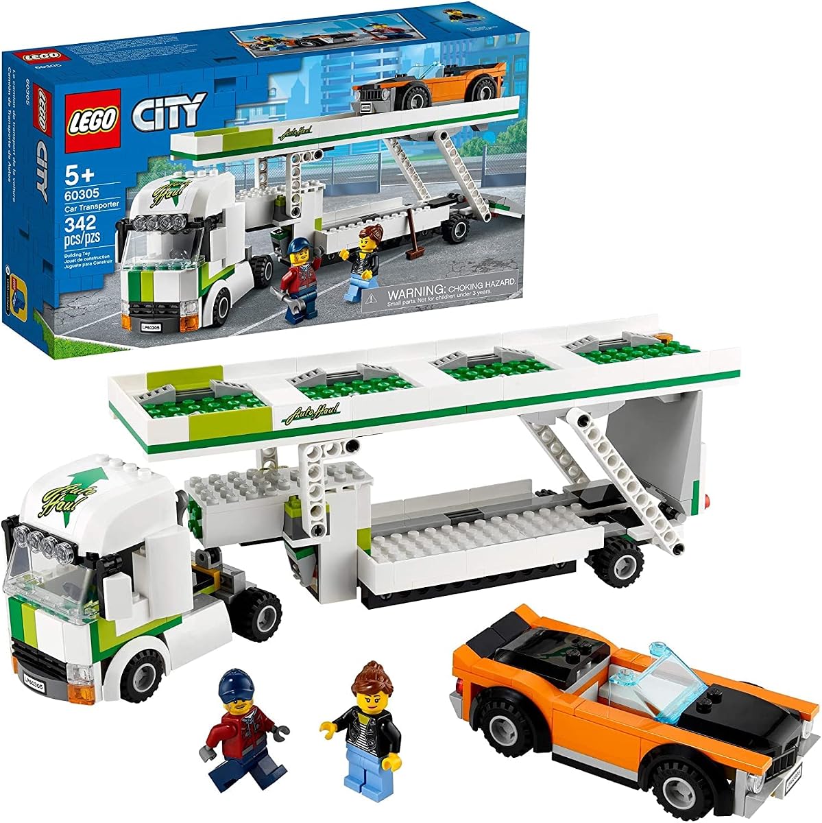 City Car Transporter 60305 Building Kit; Toy Playset for Kids, New 2021 (342 Pieces)