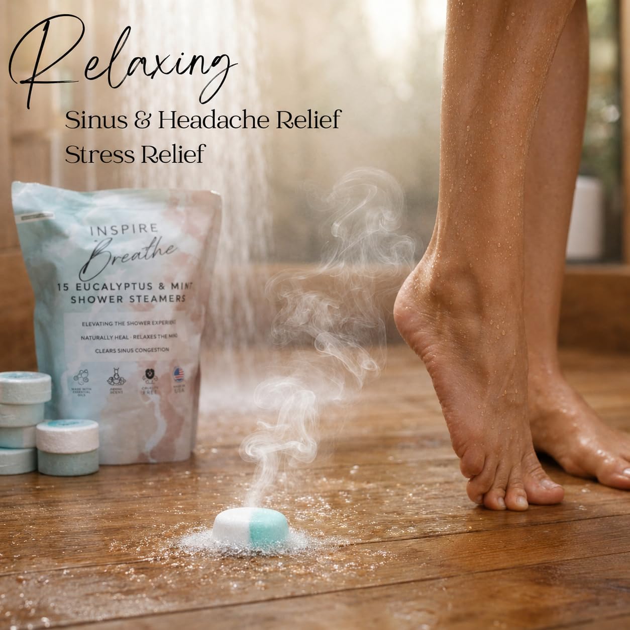 EvolutionUSA Mint & Eucalyptus Shower Steamers, 15 Pack