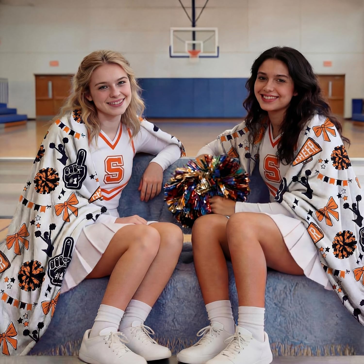1 Pcs 50"x60" Cheer Throw Blanket Cheerleader Gift Blanket Cheer Team Coach Gifts Cheerleading Stuff for Girls Cheerleaders Birthday Bedding Sofa Picnic (Orange) image 5