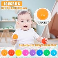 Vista 2 de Pelotas de bolas para niños, 1000 unidades, bolas de plástico a prueba de aplastamiento para niños pequeños y niños, suministros de juego seguros