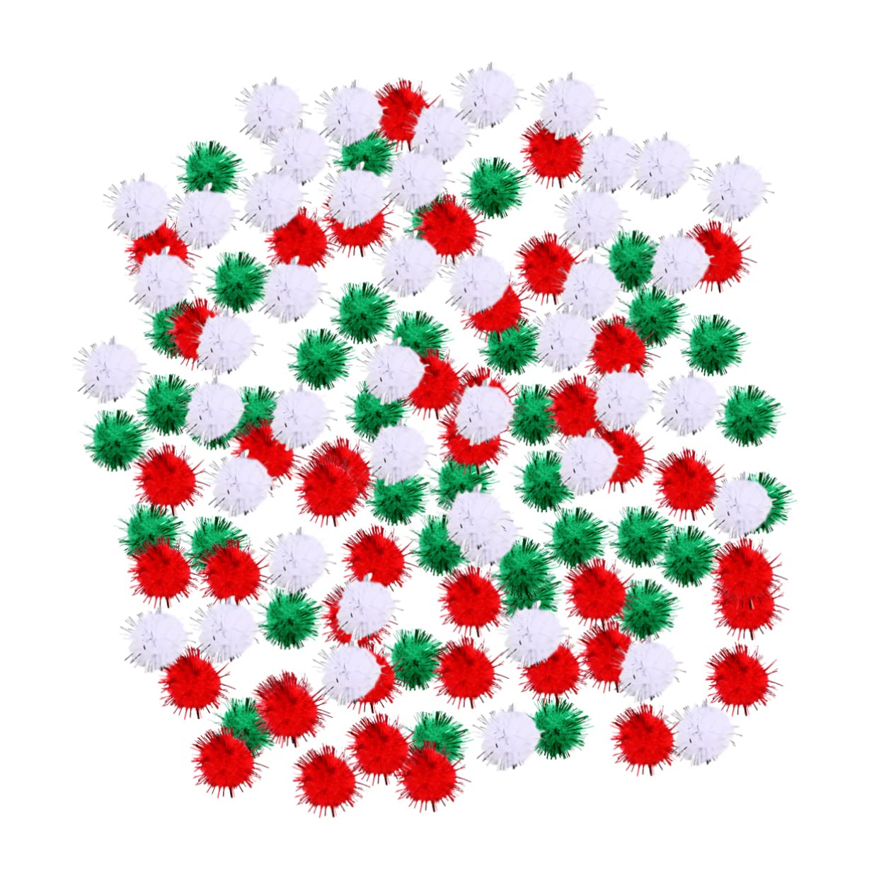 COHEALI Christmas Pom Poms: 300pcs Red Green White Pom Pom Balls Glitter Fluffy Pom Pom Pompoms for Craft Making and Christmas Decorations