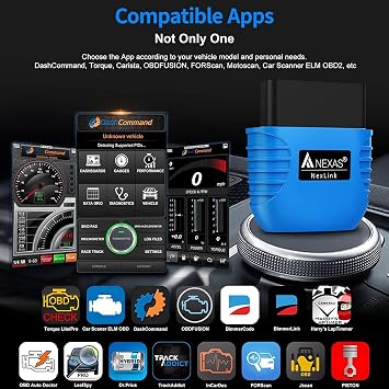 ماسح ضوئي NEXAS NexLINK Bluetooth OBD2 للسيارة - قارئ رمز ضوء فحص المحرك مع بيانات مباشرة واختبار الأداء، أداة مسح تشخيصية لاسلكية مع إعادة تعيين لجميع المركبات الأمريكية، يعمل مع iOS وAndroid