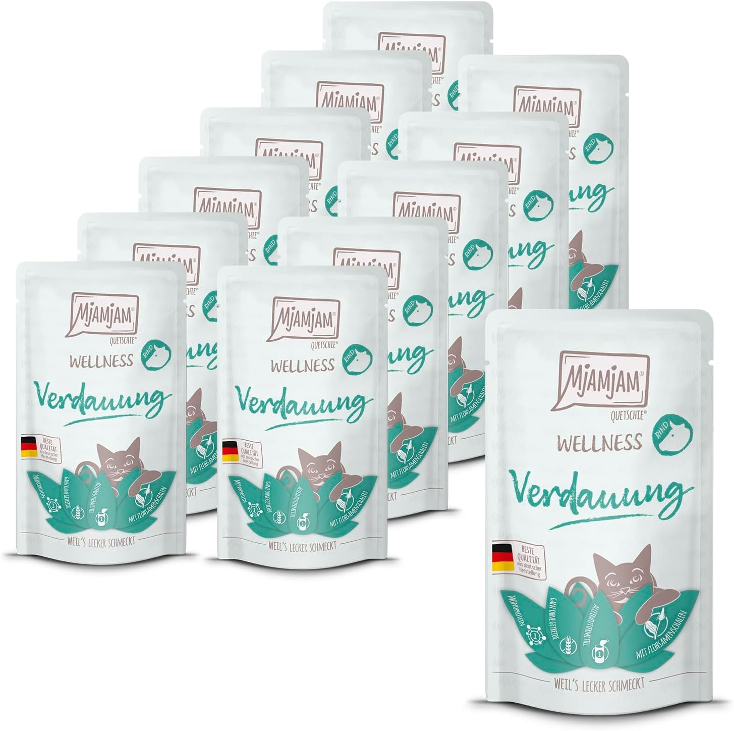 MjAMjAM - Premium wet food for cats - Wellness - Digestion - Beef, 12 pack (12 x 125g), grain-free — image 1