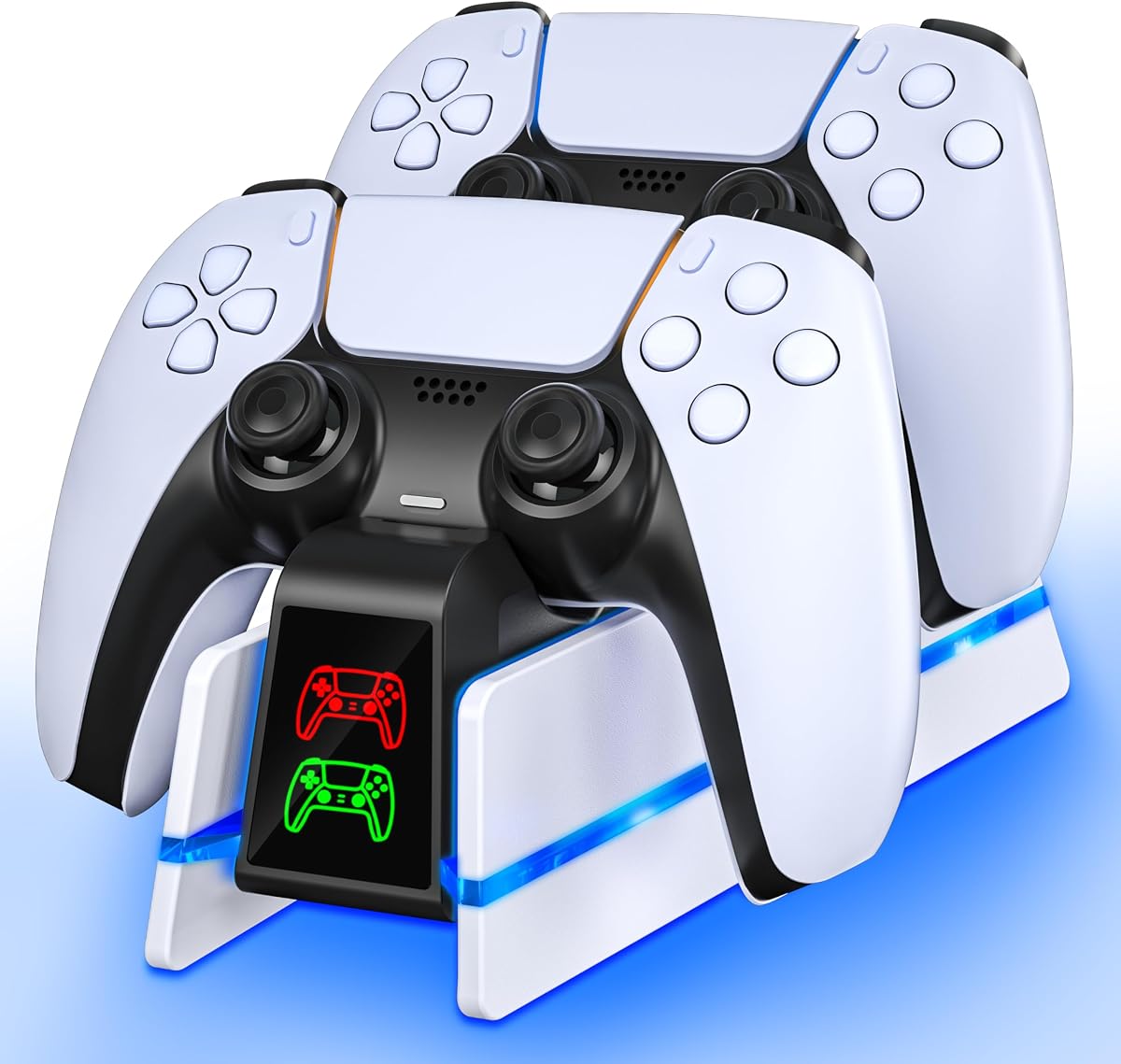 for PS5 Controller Charger Station for PlayStation 5 Dualsense/Edge | Charging Station with 10 LED Light, for Playstation 5 Controller Accessories Charging Station, Charging Dock with Cable