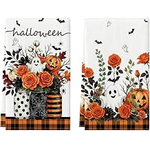 Artoid Mode Ghost Vases Halloween Kitchen Towels Set of 2 18x26 Inch