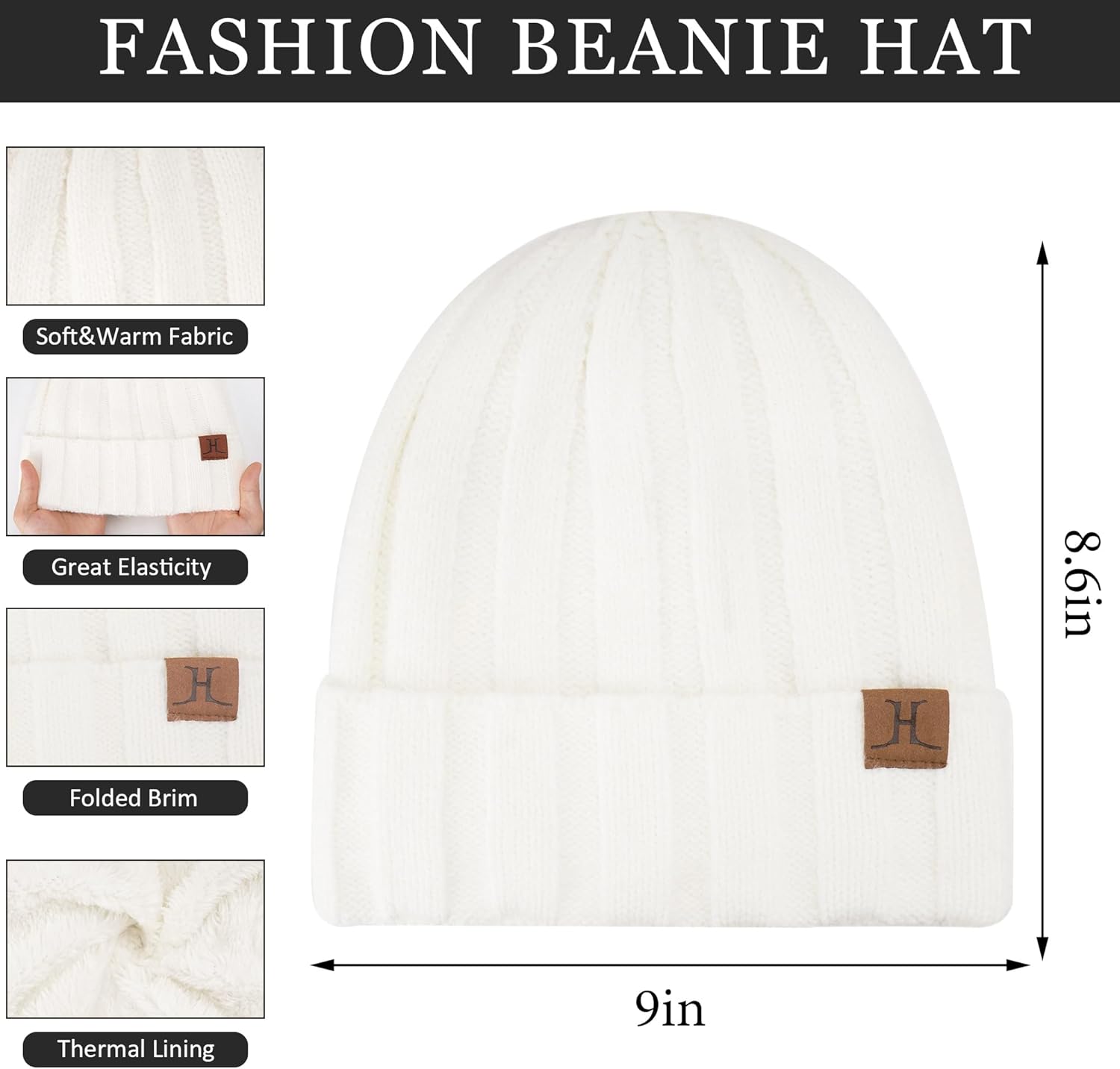 Womens Winter Warm Knit Beanie Hat Touchscreen Gloves Long Neck Scarf Set with Fleece Lined Skull Caps Gifts for Women - Image 2