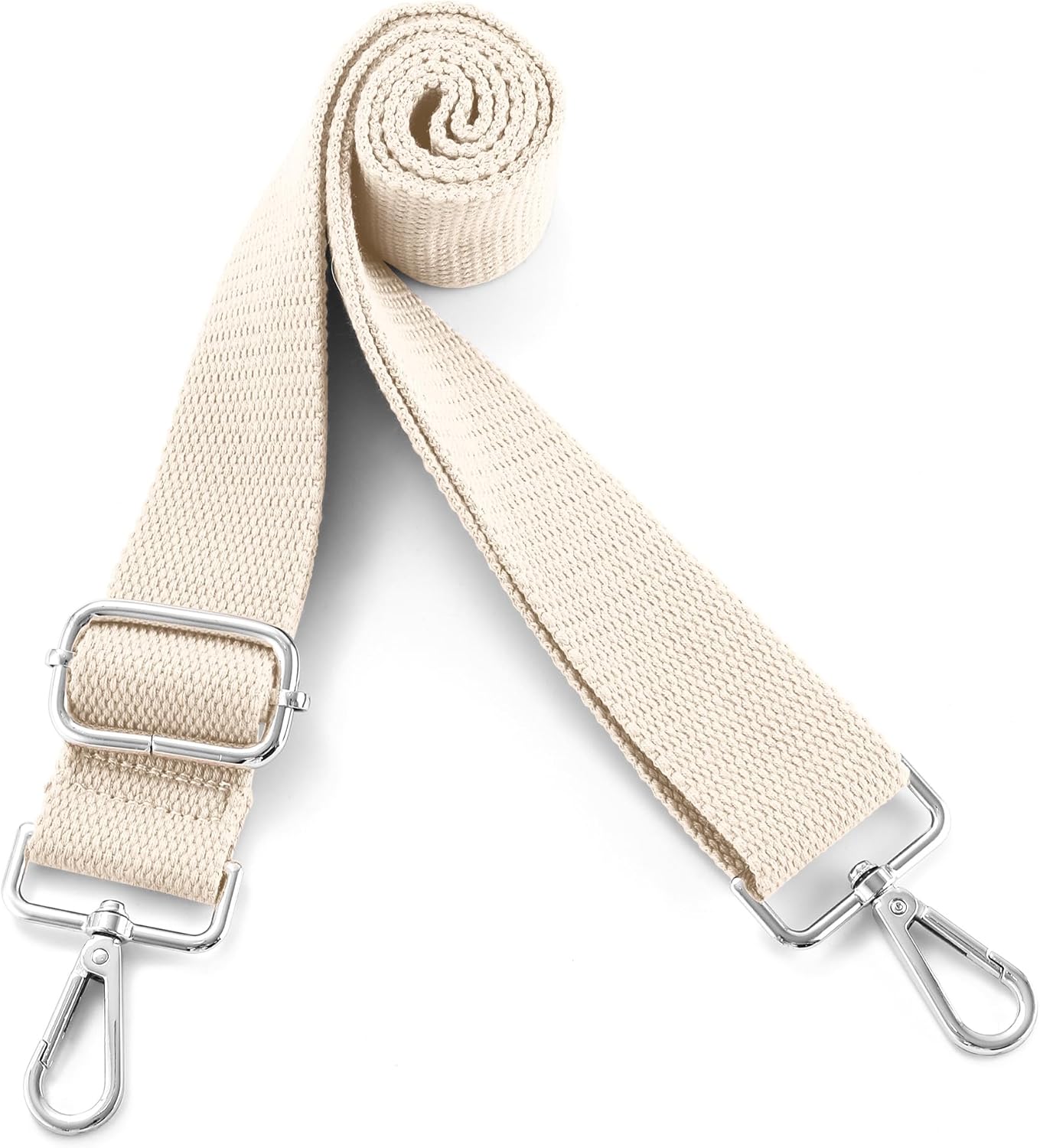 Wide Purse Strap Replacement Crossbody Shoulder Bag, Universal Adjustable Straps for Bags, Silver Buckle - Beige - Image 6