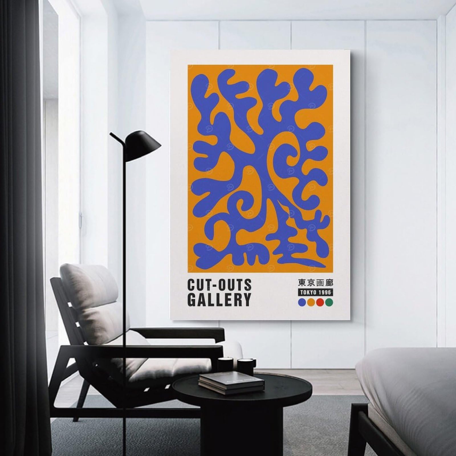 Junmoney Blue Coral Shape Decorative Canvas Print, 12x18inch(30x45cm), for Study, Office Or Focused Interiors, Canvas Wall Decor for Creative Rooms