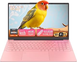 Auusda 2026 Traditional Laptop 15.6" for Students & Work, Ryzen 3 3250C CPU | WiFi 6, BT 5.3, Backlit Keyboard, Fingerprint, Privacy Camera, Dual USB Type-C, Win11 Pro, 8GB RAM, 512GB NVMe SSD, Pink