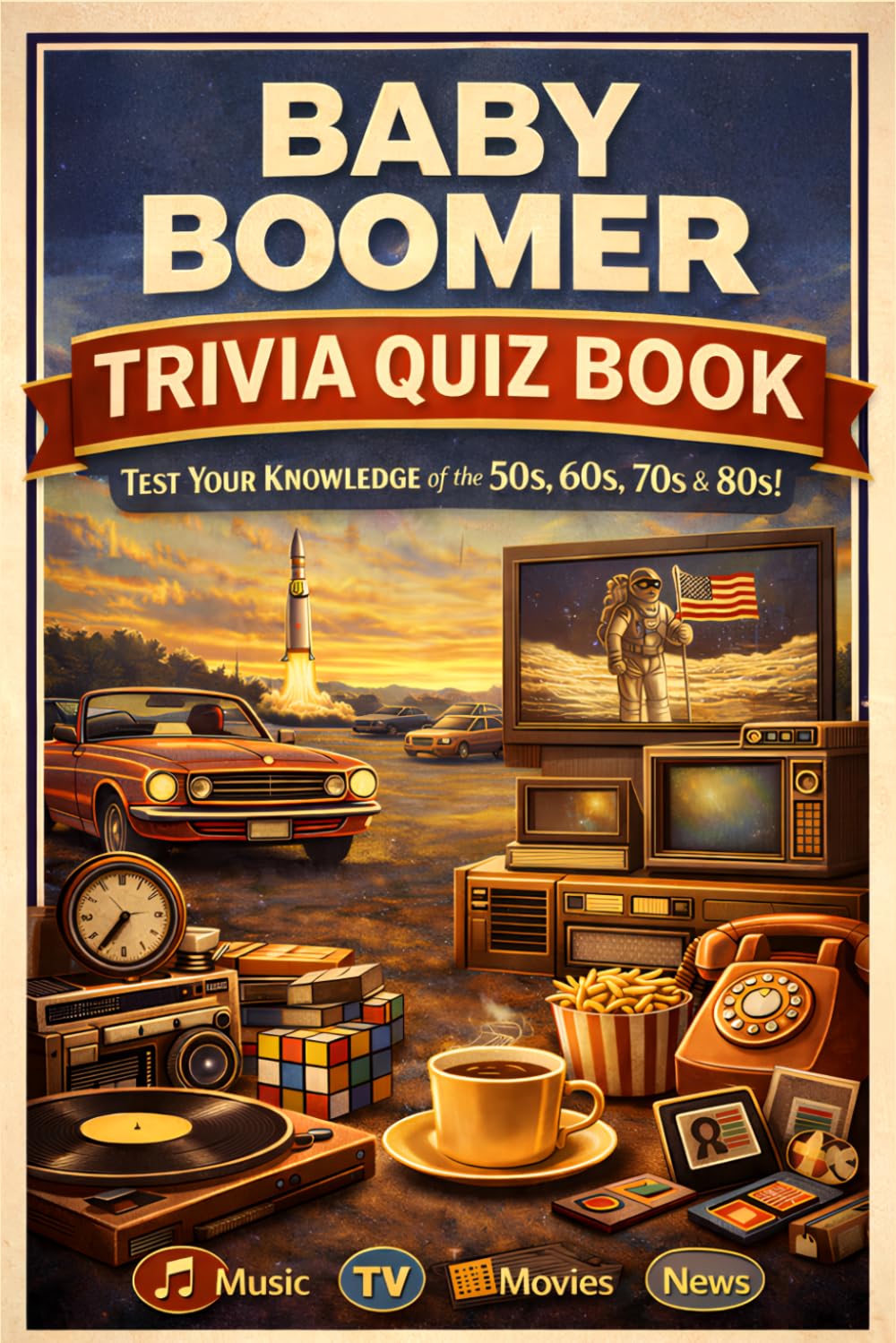 Baby Boomer Trivia Quiz Book: Test Your Knowledge of the 1950s 1960s 1970s and 1980s Featuring Music TV Movies and News Trivia