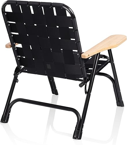 Miniatura 3 de Picnic TIME Lux - Silla de campamento tejida, capacidad de 250 libras, silla de campamento plegable para adultos con portavasos, marco de aluminio