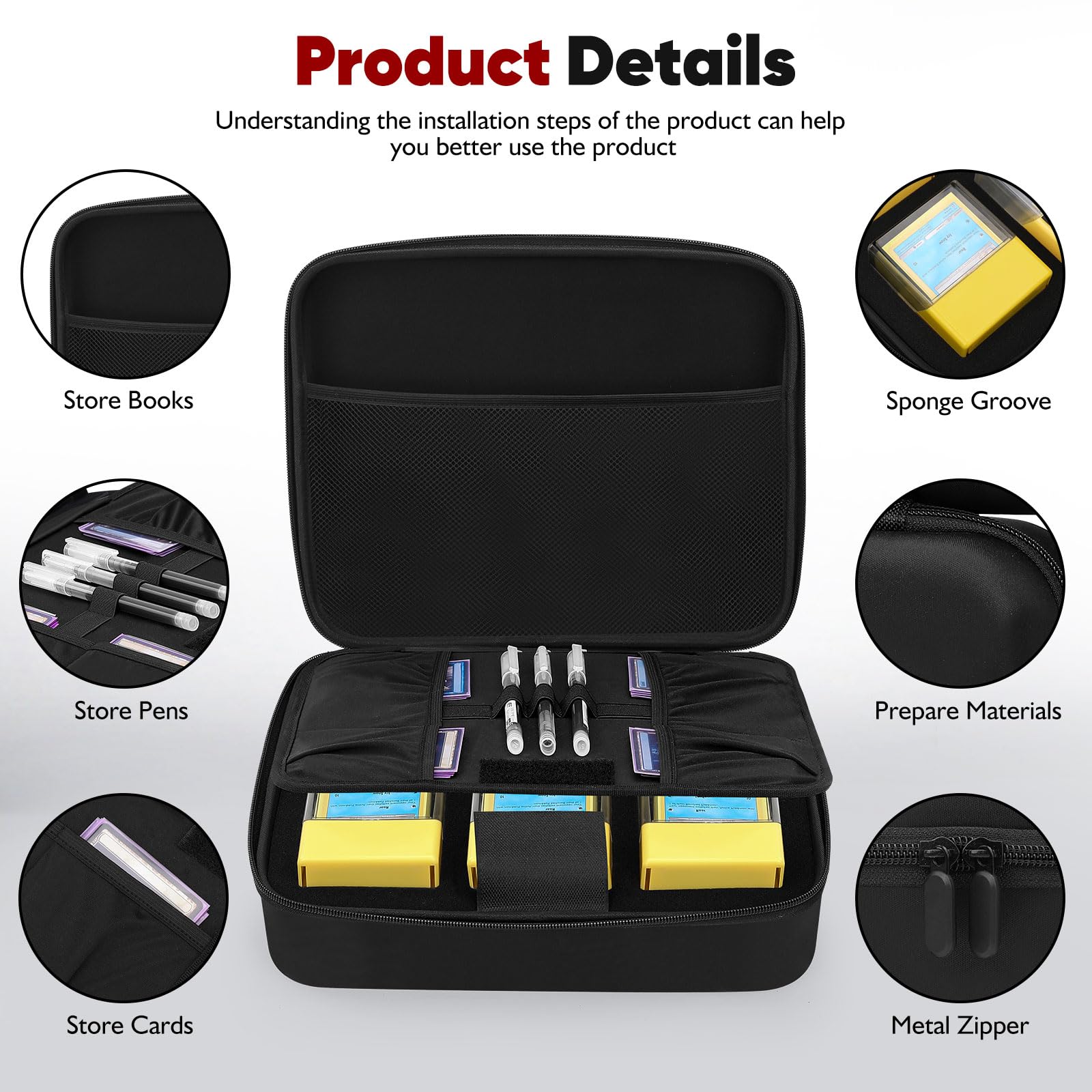 Minahao Trading Card Deck Boxes with Portable Organizer Case. Card Storage Box for Magic The Gathering Commander Deck. Holds 1200+ MTG/TCG/OCG Sleeveless Cards & Playmats - Image 4