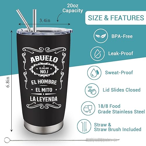 Miniatura 2 de Regalos de Abuelo en Español Vaso de 20 onzas, Regalos para Abuelo, El Mejor Abuelos Del Mundo, Los Mejores Regalos de Abuelos de Nietos, Regalo