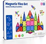 100-Piece Premium Magnetic Tiles Set with Luxury Metal Case, Jumbo Magnetic Building Blocks for Kids Ages 3-5 4-8, STEM Educational Toys, Montessori Sensory Toys, Ideal Gift for Toddler Boys & Girls