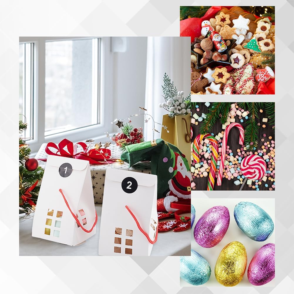 PH PandaHall 25pcs House Gift Box Small Treat Boxes White Gift Wrapping Box Paper Box for Chocolate Candy Birthday Wedding Christmas Party Supplies, 3.1x3.1x5.3 inch