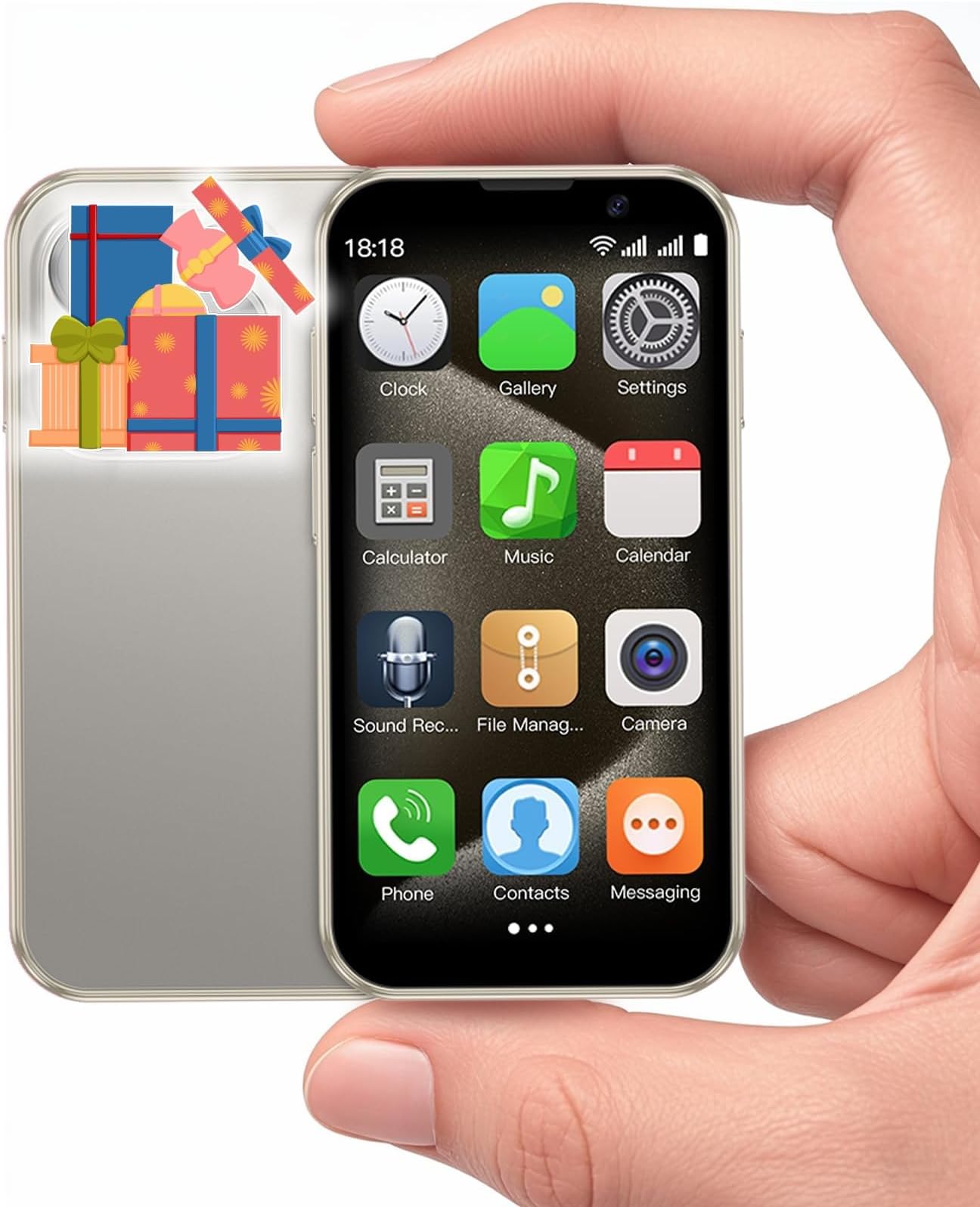 Mini Phone XS18Pro 3.0 Inch HD 2GB+16GB 3.0 Inch HD Quad Core Dual Sim Card Child Mobile Phone Android Kids Super Small 3G Mobile Mini Smartphone Student Pocket Cellphone(Light Gold)