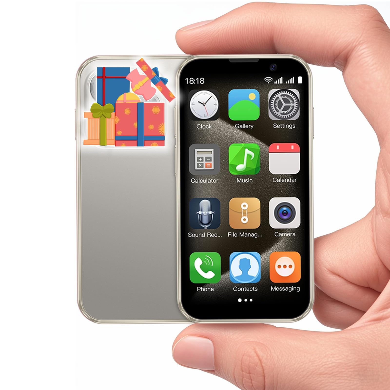 Mini Phone XS18Pro 3.0 Inch HD 2GB+16GB 3.0 Inch HD Quad Core Dual Sim Card Child Mobile Phone Android Kids Super Small 3G Mobile Mini Smartphone Student Pocket Cellphone(Light Gold)