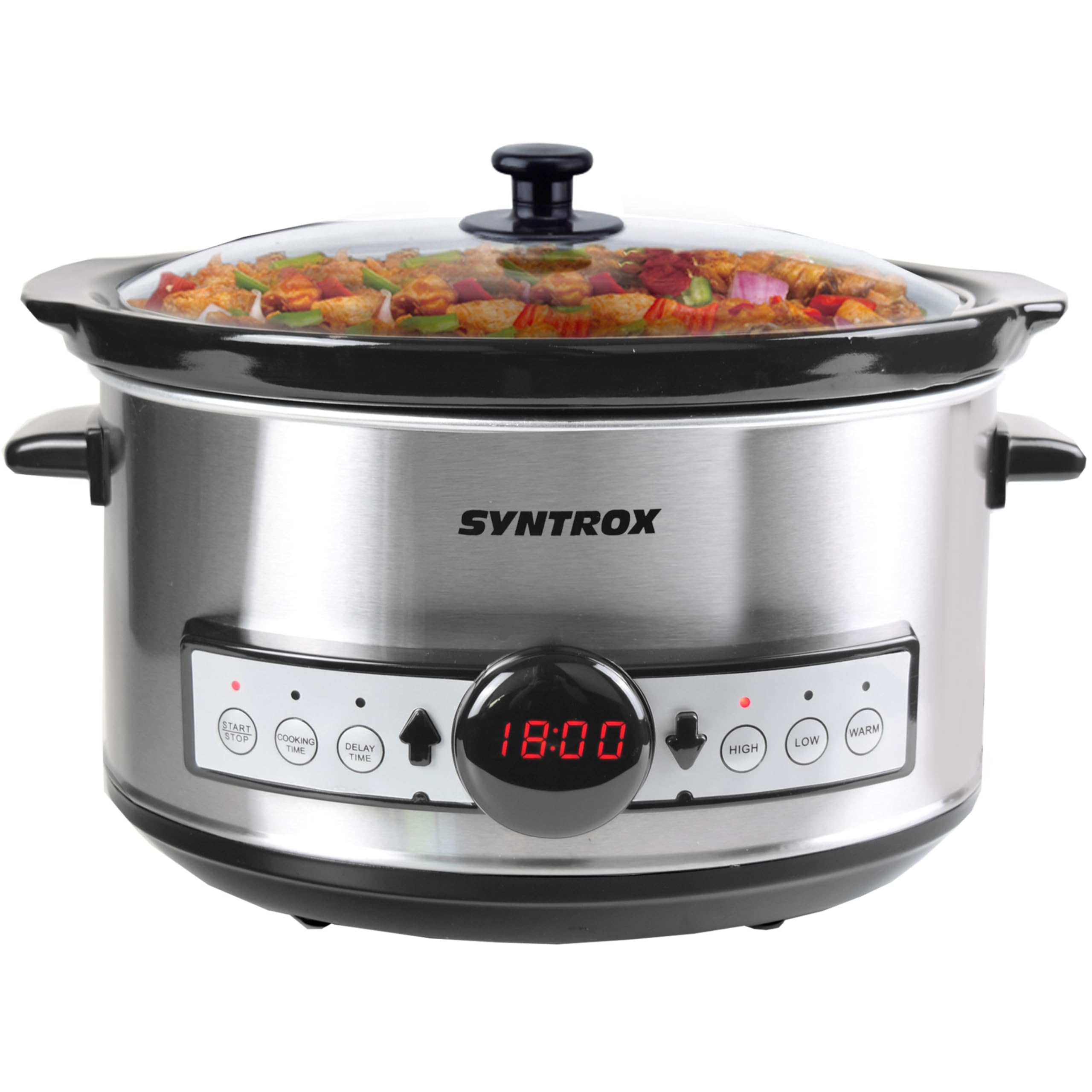 Syntrox Germany 3,5 l Slow Cooker | Schmortopf | Schongarer | Multikocher Balmsi, Küchengeräte, Multikocher, Timer, Warmhaltefunktion, Keramik-Innentopf, Rutschsichere Standfüße