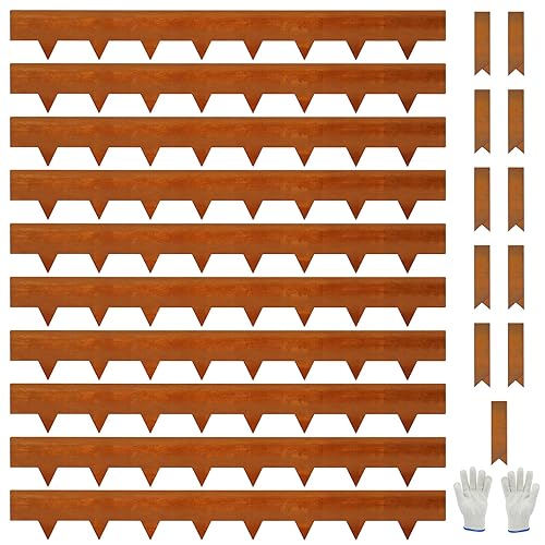 10-Pack Corten Steel Landscape Lawn Edging 6.5 inch Height, Rust
