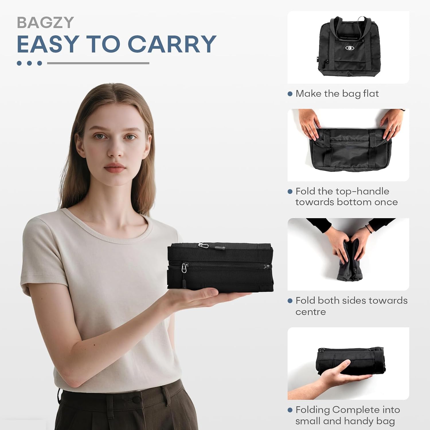 40x30x20 cm Travel Bag Foldable,Lightweight Gym Bags for Women Men,16x12x8 inch Personal Item Bag for Airlines, 25L Waterproof Travel Duffel Bags for Carry on Weekender Overnight Hospital Black - Image 5