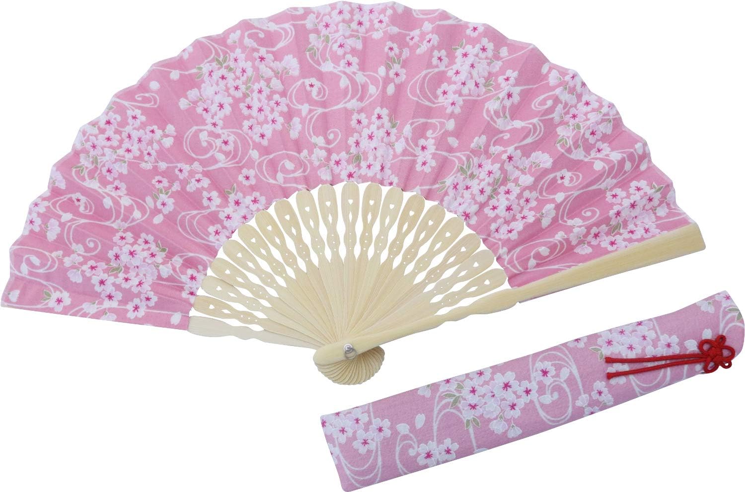 Matsumi Kogei Sakura Fan Insert Bag Set, Embossed, White, 8.7 x 1.6 x 0.4 inches (22 x 4 x 1 cm)