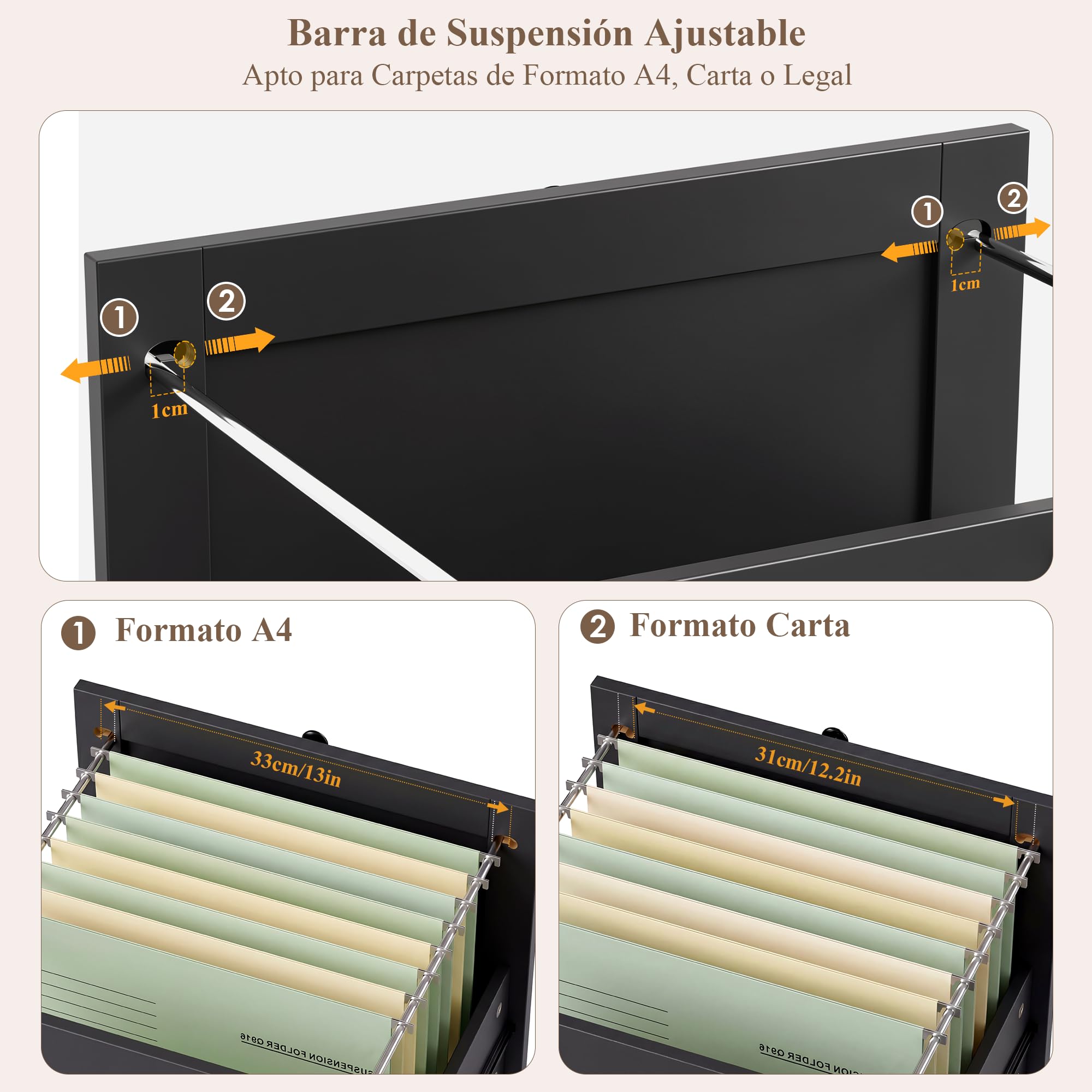 FirFurd Estanteria Libros Librería Mueble Archivador con Regleta, Negro | Estanteria Salón, Armario de Oficina con Encimera para Impresora, 2 Cajones para Carpetas Colgantes, 6 Estantes 116x40x182cm