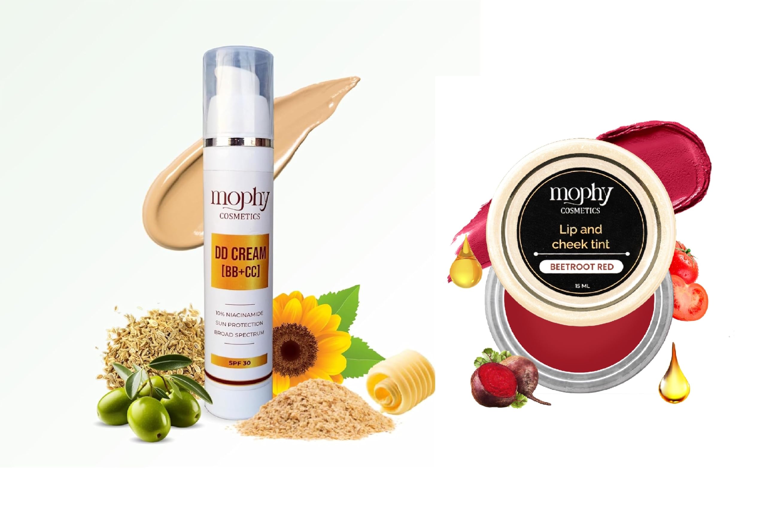Mophy DD Cream (BB+CC) Sun Protection Broad Spectrum-SPF 30 & Lip Chick Tint (2 Items in the set) (DD Cream + Beetroot Lip & Chick Tint)-picture-47