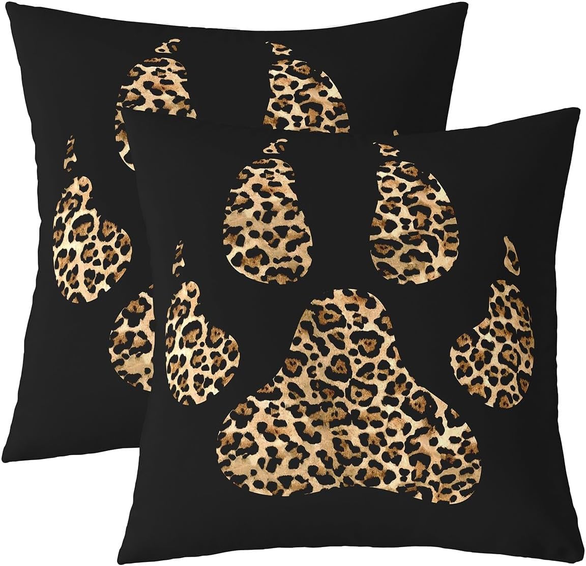 Manfei Brown Leopard Print Pillow Case Cover Soft Square 22"x 22",Bear Print Pillow Cover Reversible Print,Wildlife Footprint Wildlife Animal Decorative Throw Couch Sofa Pillow Cover,Pack of 2
