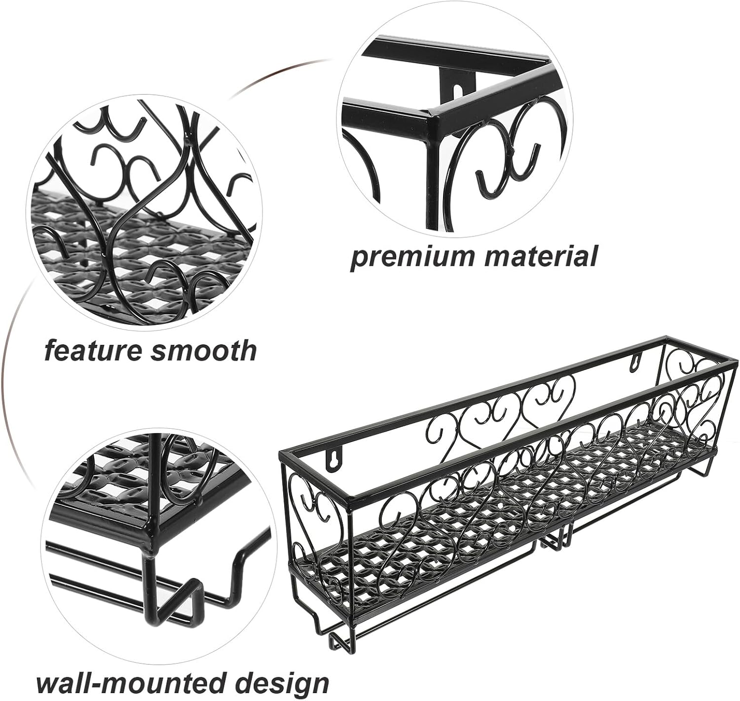 VICASKY Iron Wall-Mounted Wine Rack Black Goblet Holder for Hanging Wine Bottles and Stemware Organizer Multipurpose Storage for Bars Restaurants and Home Kitchen