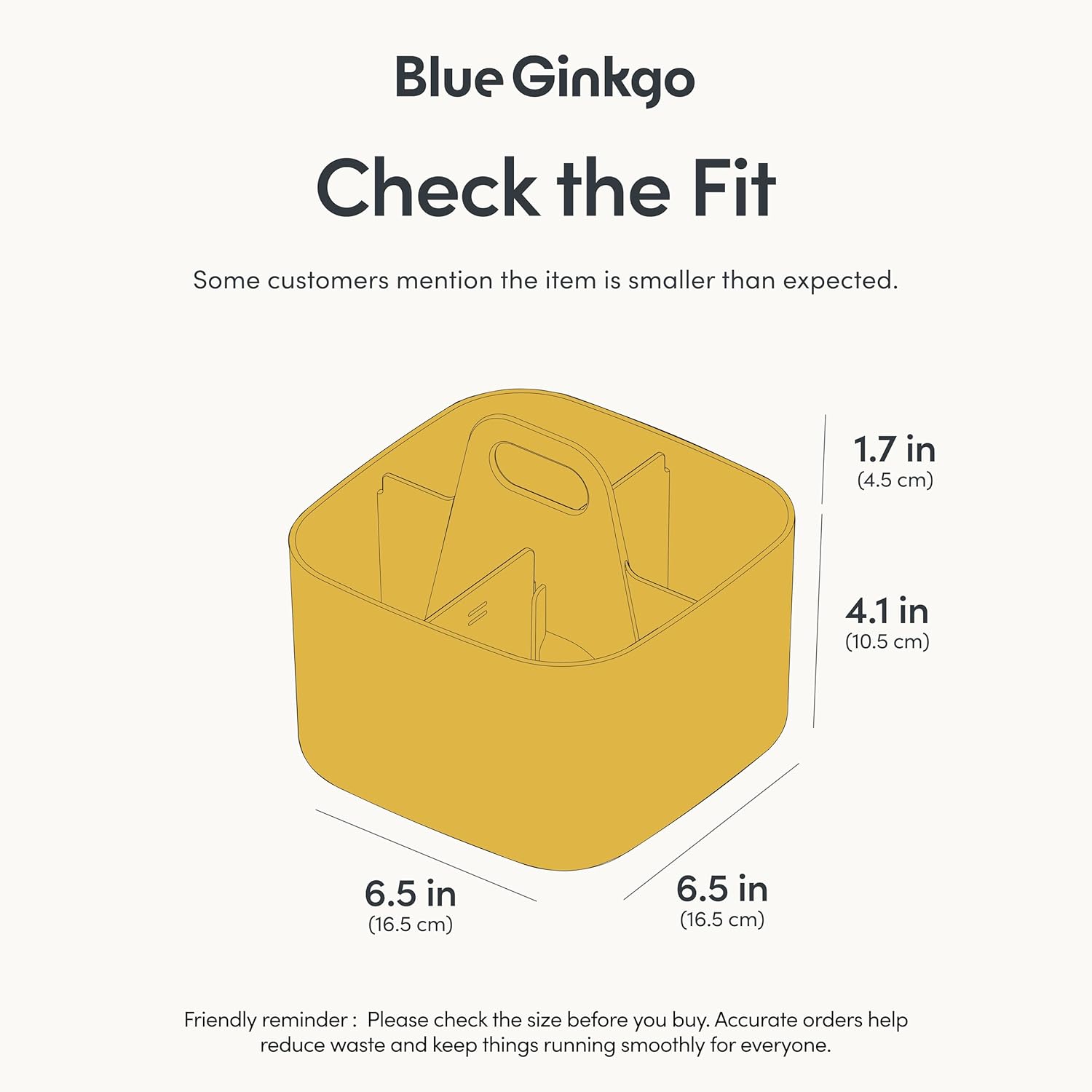 BLUE GINKGO Small Stackable Organizer Caddy – Korean-Made Portable Tote for Bathroom, Office, Crafts, or School Supplies (Square, Yellow) YELLOW Square image 3 of 7 B0BWNL24M7