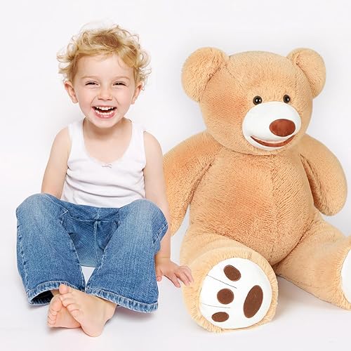 Miniatura 6 de JUCT Oso de peluche gigante lindo y grande de peluche para el día de San Valentín, para novia, novio y niños, 39 pulgadas (marrón, 39 pulgadas)