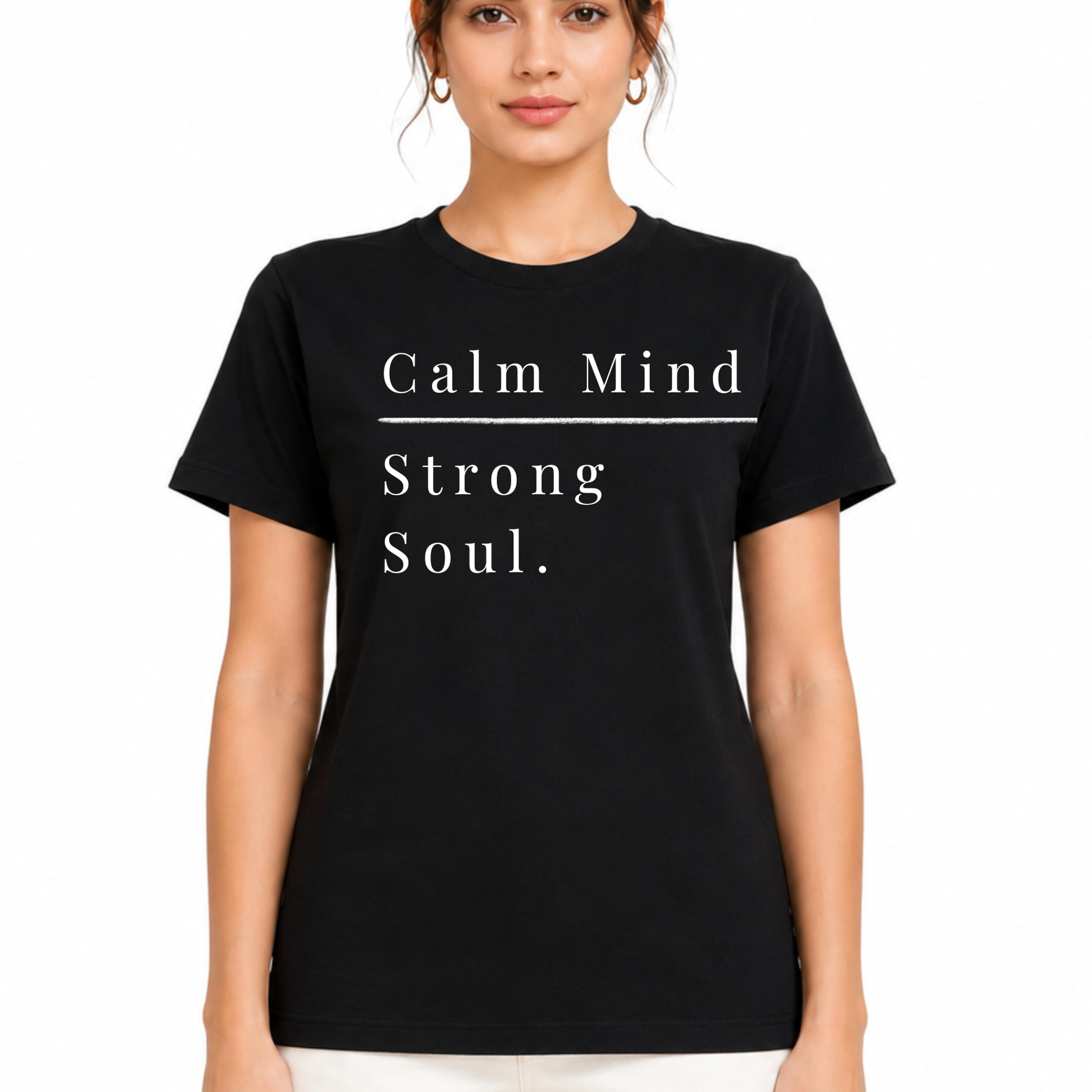 Women's Cotton Printed T-Shirt | Calm Mind Strong Soul Graphic Print | Round Neck | Half Sleeve | Regular Fit-picture-14
