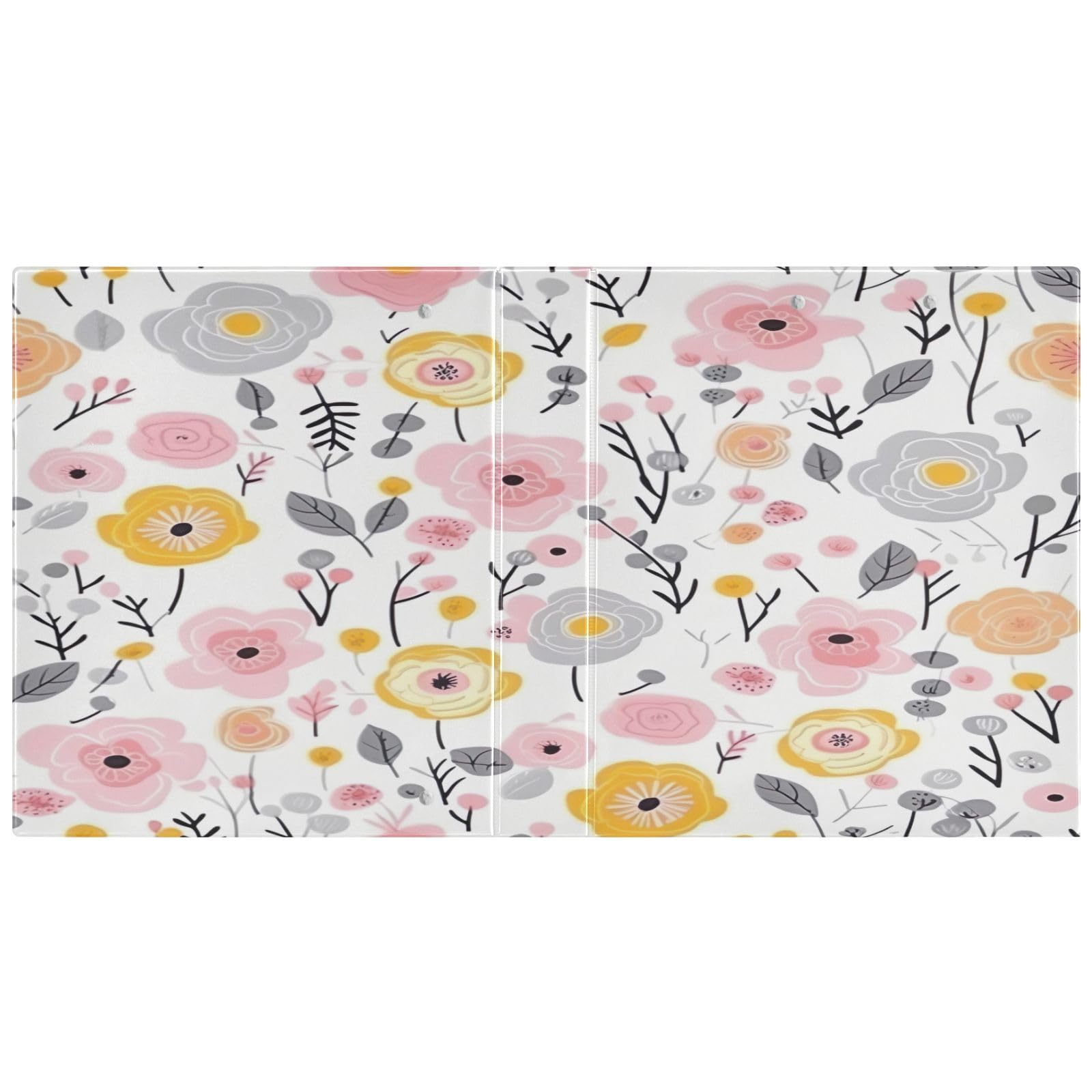 Lot de 2 classeurs ronds décoratifs à 3 anneaux de 3,8 cm avec clip en métal et fleurs à ressort pour la maison et le bureau