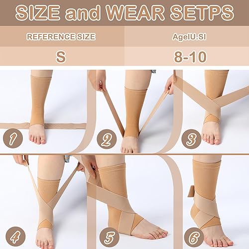 Vista 16 de Tarpop 1 par de tobilleras de compresión para niños, tobilleras de compresión ajustables, soporte elástico para niños y niñas, deportes, correr