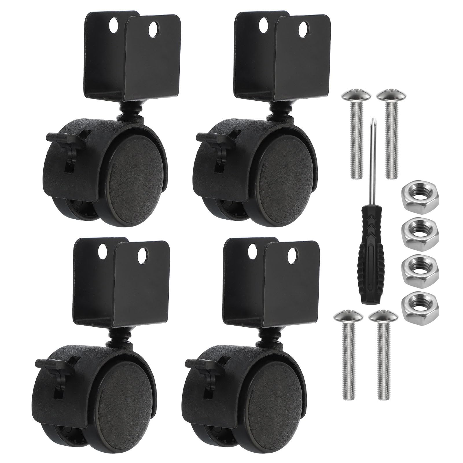 PATIKIL 1.5" Swivel Caster with 7/9" U Bracket, 4 Pack 360° Rotation Swivel No Noise Wheel with Brake Total 66 Lbs Locking Caster for Furniture Legs