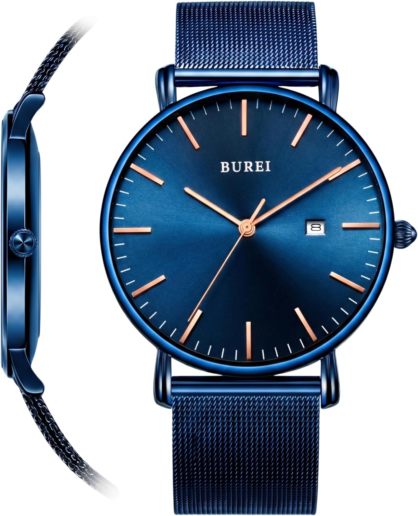 Ultra Thin Minimalist Men Watches, Leather or Stainless Steel Mesh Band, Analog Waterproof Casual Business Wristwatch, Gift for Father