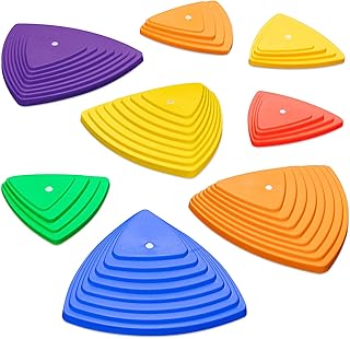 Sunny & Fun Balance Stepping Stones Obstacle Course for Kids | Set of 8 River Stones in 2 Varying Sizes & Steepness | Fun Indoor & Outdoor Toy Helps Build Coordination & Strength (Junior Set)