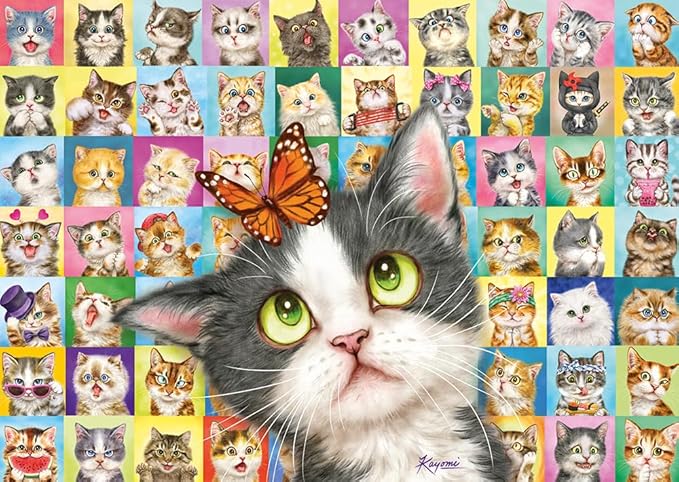 Schmidt Spiele 59759 Puzzle de 1000 Piezas con Expresiones faciales de Gatos.